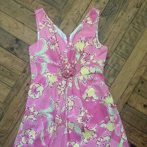 Lilly Pulitzer A Line Dress, Pink and Yellow, Sz: 12 (b14)